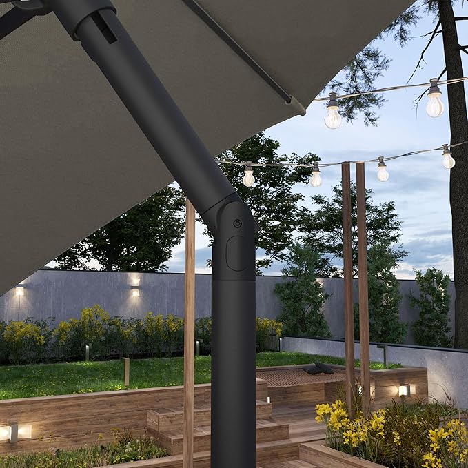 Sunline 7.5 ft Patio Umbrella with Crank & Push Button Tilt, Outdoor Market Umbrella with UV Protection & Wind Vent, Metal Frame for Deck, Pool & Table, Taupe