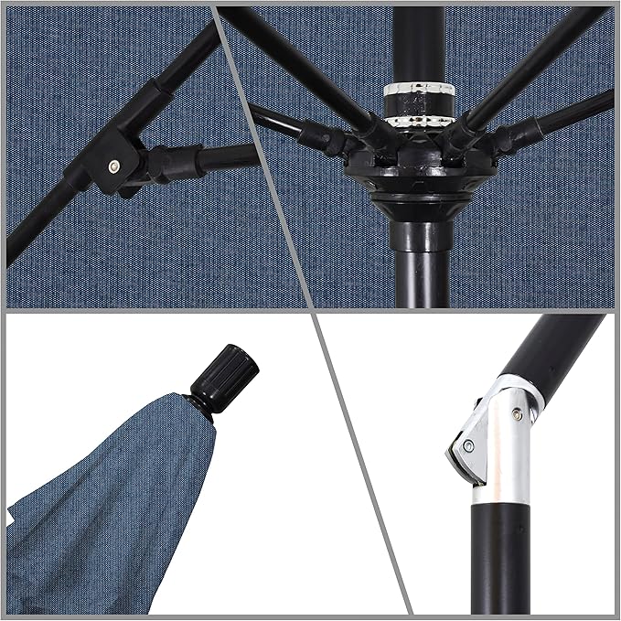 California Umbrella 9' Round Crank Lift, Collar Tilt, Aluminum Pole, Fiberglass Rib Patio Umbrella,