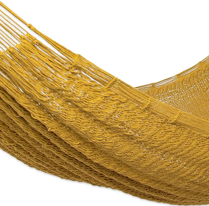 Novica Handmade Uxmal Ocher Cotton Rope Hammock (Single)