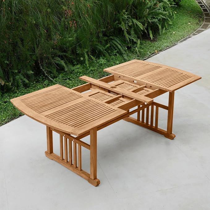 Cambridge Casual Caterina 6-Piece Outdoor Dining Set, Solid Teak Wood Patio Table with Bench and Armchairs, Weather-Resistant Garden Dining Furniture for Deck, Porch, Backyard, or Outdoor Space