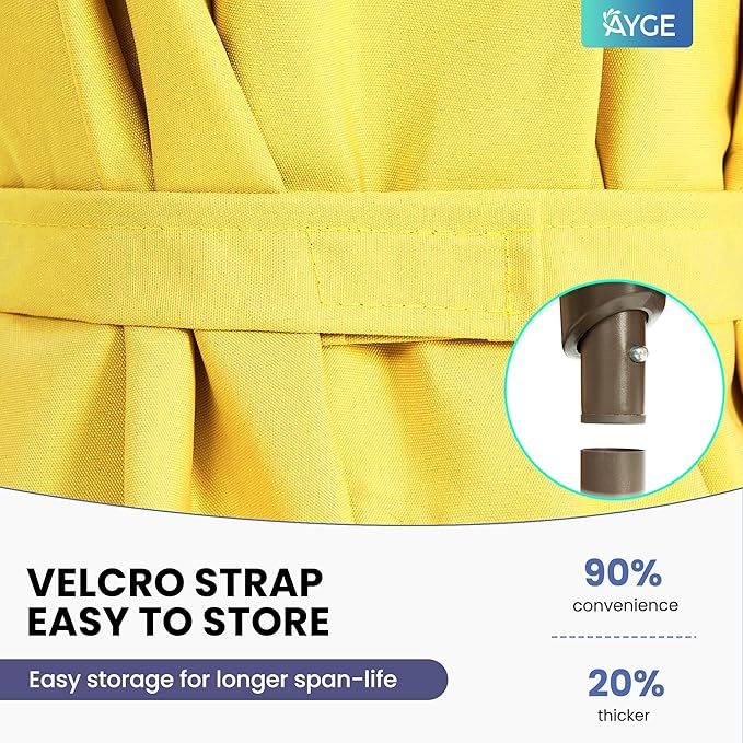 Ayge 6.5x10FT Rectangular Patio Umbrella Outdoor Table Umbrella w/Push Button Tilt & Crank Rectangle Market Umbrella UV Protection for Garden,Deck,Lawn,Yard & Pool,Yellow