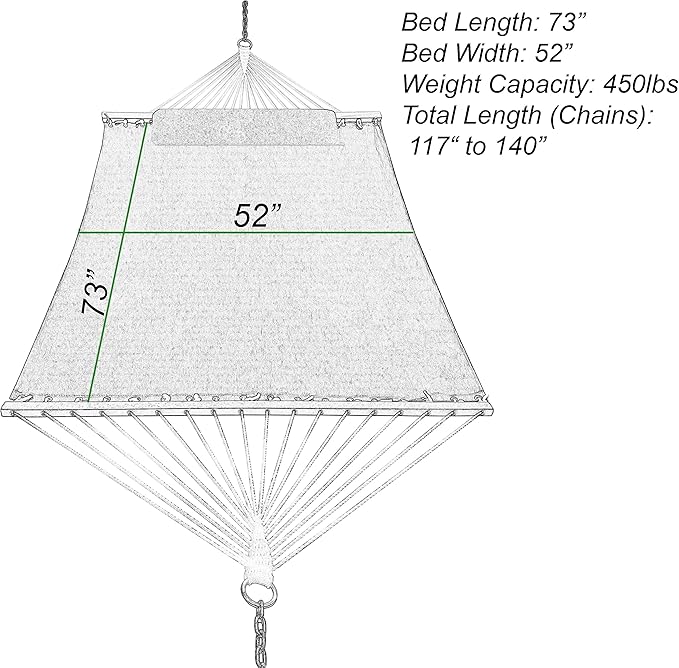 Classic All-Weather Outdoor Hammock with Pillow Sunbrella® Fabric Deluxe Size (Milano Charcoal (#56079-0000))