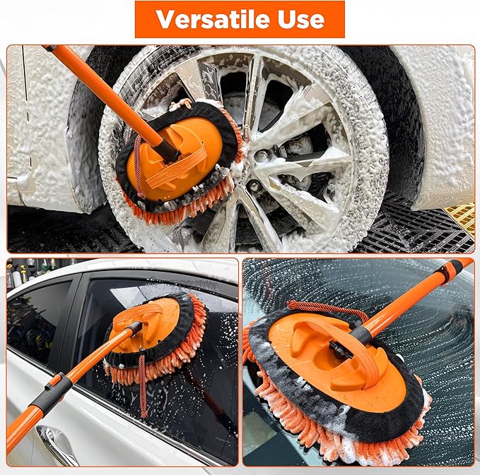 Tool Daily Short Pressure Washer Gun with Foam Cannon, 15° Curved Car Wash Brush with Long Handle, 5 Nozzle Tips, 1/4” Quick Connect