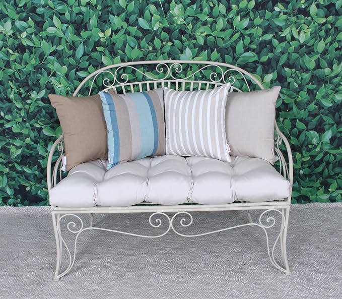 Outdoor/Indoor Sunbrella Throw Pillow Cover Only Square Set of 2 Pieces 16 inch x 16 inch Gateway Mist Stripe - Insert Not Included, Blue/Brown