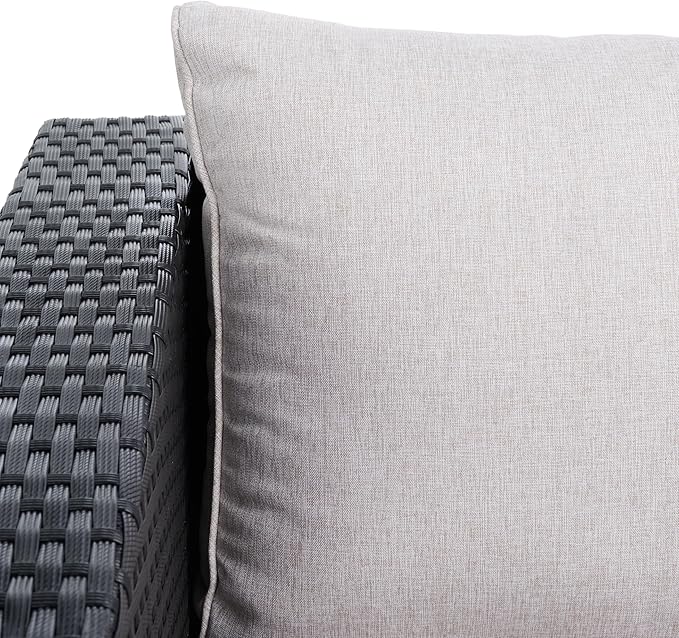 SAFAVIEH Outdoor Collection Madalina Black/Light Grey Wicker Conversation Patio Set