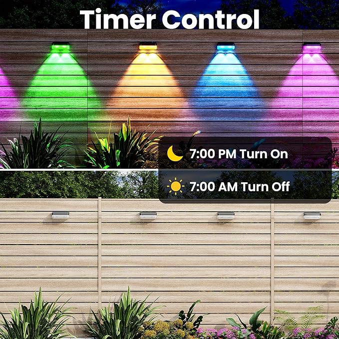 Outdoor Fence Lights, 8 Packs Smart Outdoor Deck Lights RGBCW+IC, with App/Remote Control, Color Changing Lights for Fence, IP67 Waterproof for Backyard Railing Decor (50FT)