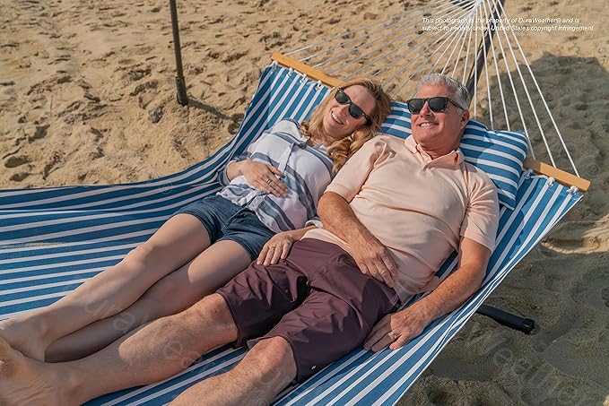 Classic All-Weather Outdoor Hammock with Pillow Sunbrella® Fabric Deluxe Size (Shore Regatta (#58032-0000))