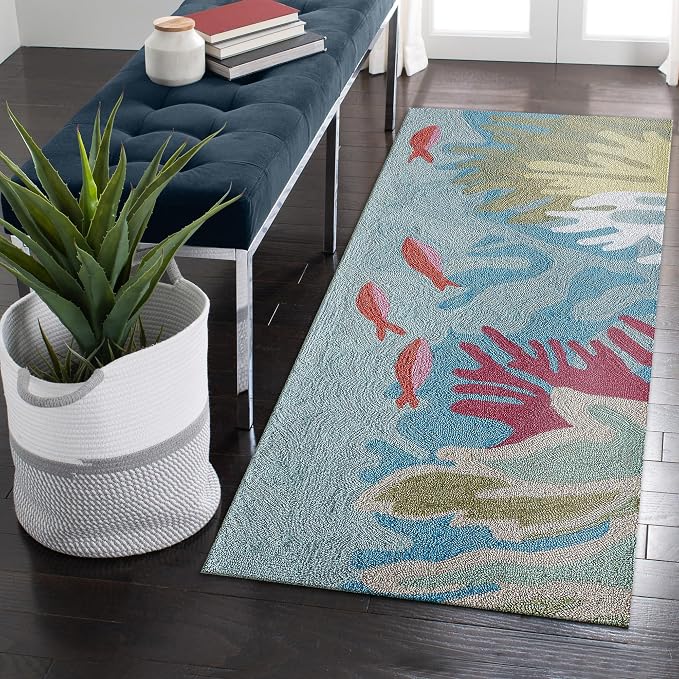 Liora Manne Ravella Indoor/Outdoor Durable Hand-Tufted UV Stabilized Rug- Ocean View Blue 2' x 5'