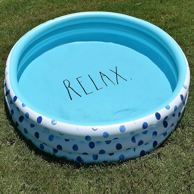 Rae Dunn x CocoNut Float Indigo Polka Dot Mini Pool - Relax Theme - Inflatable Swimming Pool for Kids - Great Splash Pool for Backyard, Summer Parties & Swim Events Ages 5+