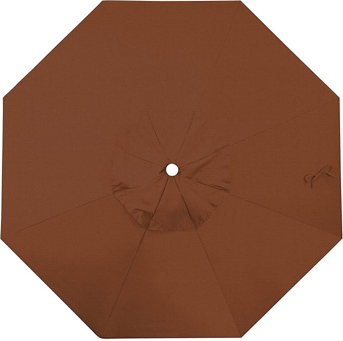 California Umbrella 9' Round Aluminum/Fiberglass Umbrella, Push Open, White Pole, Olefin Terracotta Fabric