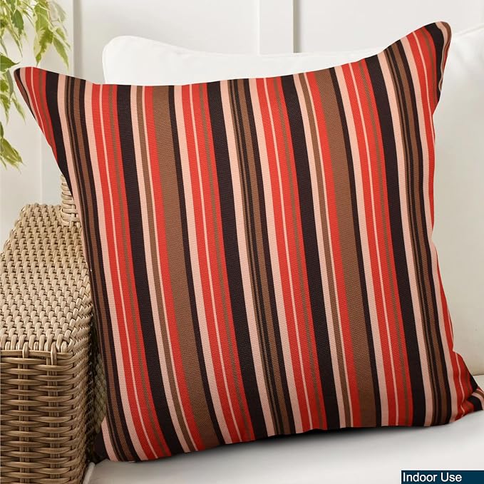 COZY TRENDS Decorative Indoor Outdoor Waterproof Throw Pillows with Inserts - Stylish Comfort for Your Patio Furniture, Garden Chairs, or Indoor Décor 18x18 Inches | Set of 2 (Red)