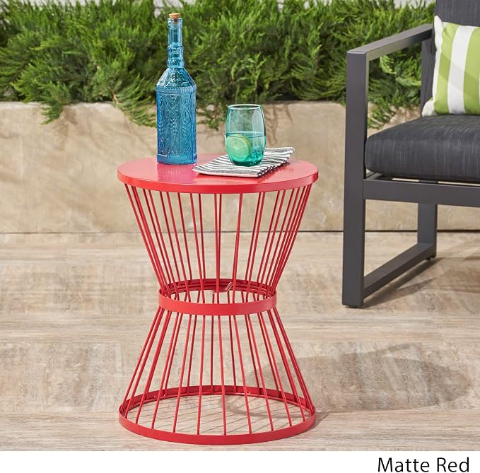 Christopher Knight Home Lassen Outdoor 16" Iron Side Table, Matte Red