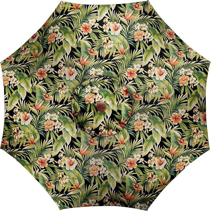 BrylaneHome Outdoor Tilt-And-Crank Umbrella With 8 Sturdy Steel Ribs Heavy Duty Fade-Resistant Tilting Shade Patio Garden Backyard Décor Pool Home