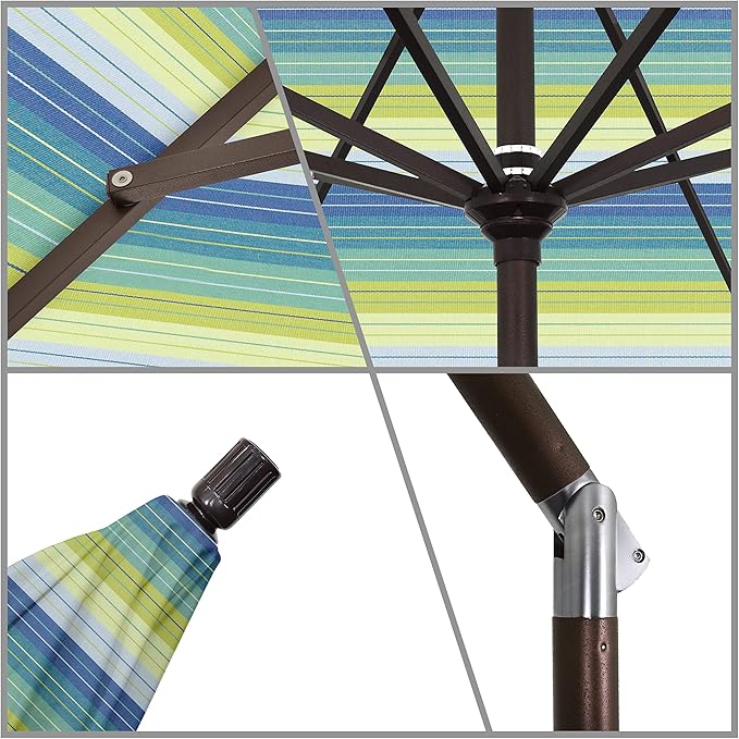 California Umbrella 11' Rd Tahoe Series Aluminum Patio Umbrella, Crank Lift, Collar Tilt, Bronze Finish