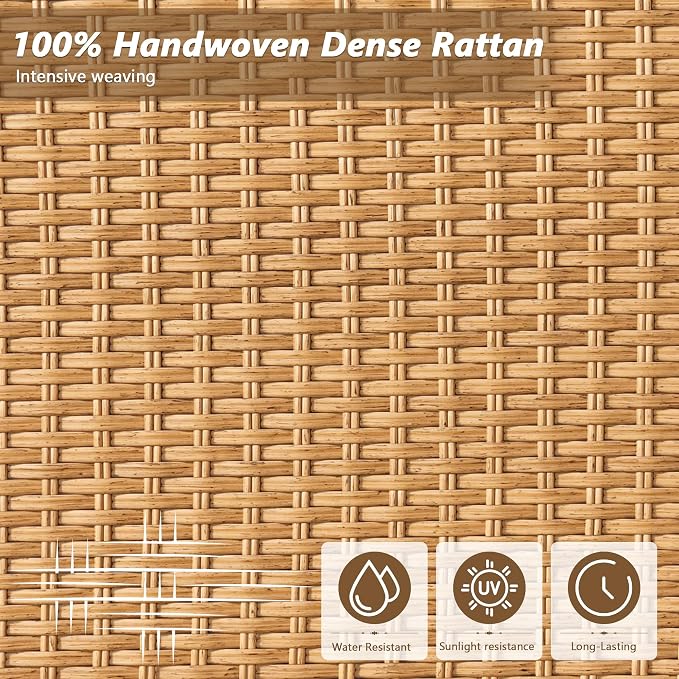 8-Piece Wicker Outdoor sectional Patio Furniture Set with Durable Dense PE Rattan, Conversation Patio Furniture with Washable Thick Cushions for Garden, Backyard, Poolside