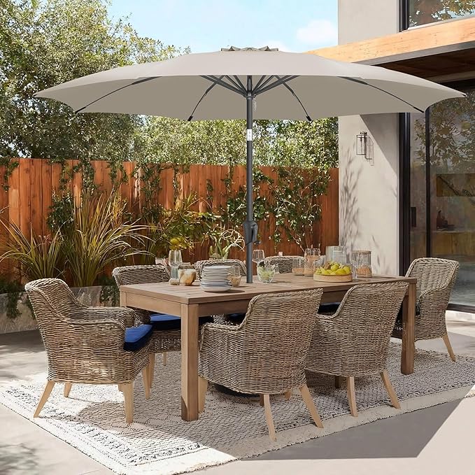 11FT Outdoor Patio Umbrella - Table Umbrella Waterproof UV Protection, Sombrillas de Patio with Push Button Tilt, Sun Umbrella for Pool, Porch, Garden, Deck, Backyard (Taupe)