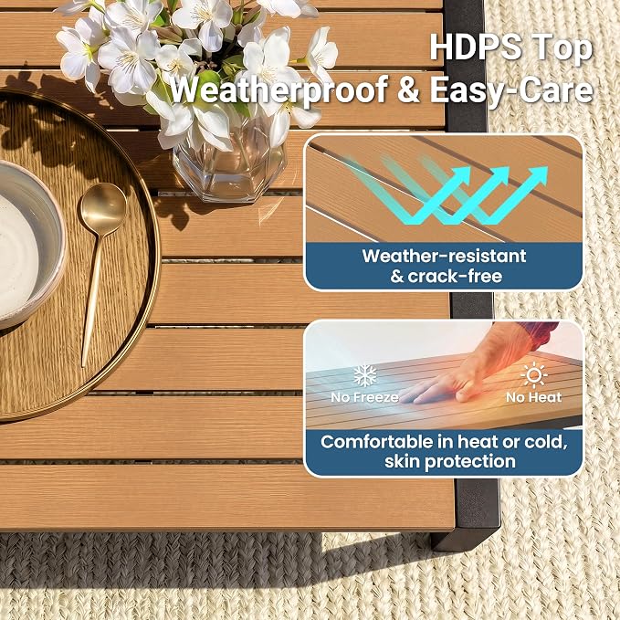 3-Piece Outdoor Patio Furniture Set for All-Weather, Heavy-Duty Metal Outside Furniture with Washable Thick Cushions, Patio Sectional with Coffee Table for Patio, Deck, Backyard, Garden, Beige