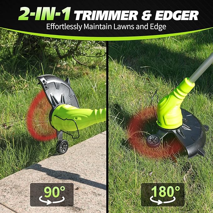 Aokia String Trimmer: Grass Edger with 4 Replacement Spools and 2 Blands - Lightweight Electric Lawn Cutter, 40V 2.0Ah Battery Powered Cordless Weed Wacker for Garden, Yard