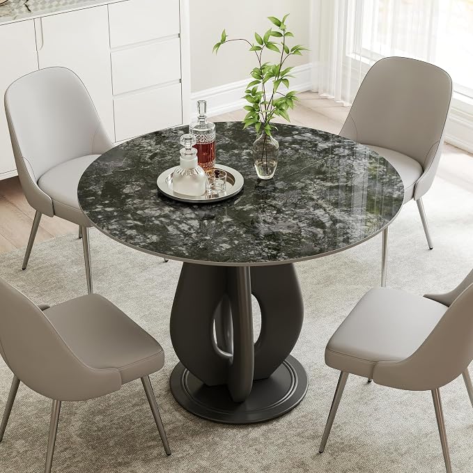 23.6″ Round Sandstone Sintered Stone Table Top - Heat Resistant Waterproof for Dining Table, Office Desk, Bar, Patio