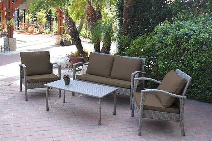 Meredith 4 Peces Conversation Set with 2 Inch Brown Cushion