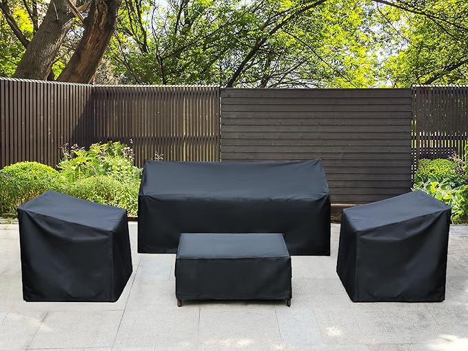 Patio Furniture Covers,Outdoor Furniture Cover Waterproof,Patio Furniture Set Covers for 4 Piece Outdoor Conversation Set,Patio Covers Set-XX-Large (Black)