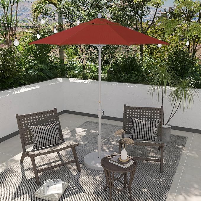 California Umbrella 7.5' Rd. Aluminum Patio Umbrella, Crank Lift, Collar Tilt, White