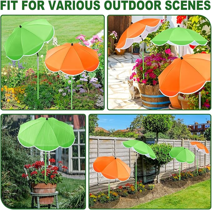 POILKMNI 2 Pack 2026 Upgraded Plant Umbrellas for Outdoor Plants - 25" Enlarged Garden Plant Umbrella Shade with Adjustable Angle, 43.3" Higher Sun Shade for Plants, Garden Beds, Potted Plant