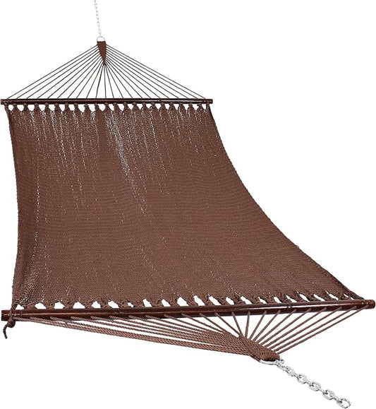 Sunnydaze Soft-Spun Polyester Rope Double Hammock for Outside - 600-Pound Weight Capacity Extra Large Hammock - Mocha