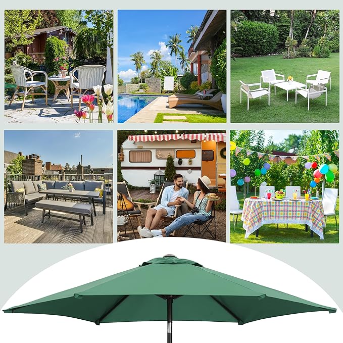 7.5FT Patio Umbrella, Outdoor Table Umbrella, Market Umbrella with Push Button Tilt and Crank for Garden, Lawn, Deck, Backyard & Pool
