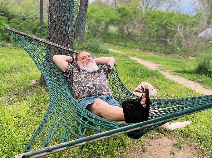 East Wind Rope Hammock, 12ft Length x 5ft Width, Large, Weather-Resistant (Garden Green)