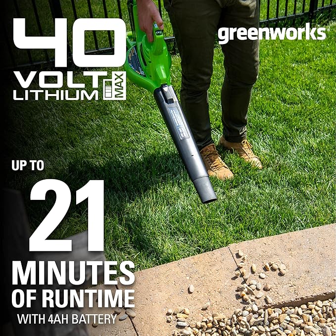 Greenworks 40VLeaf Blower/Vacuum and 12-Inch Cordless String Trimmer ,4.0Ah Battery and Charger included
