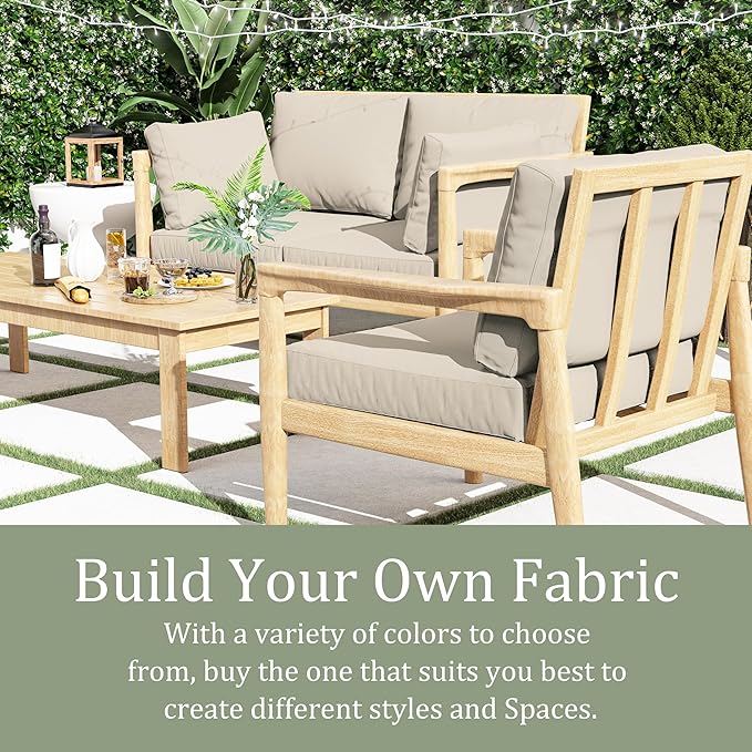 8 pcs Outdoor Cushion Slipcovers Outdoor Patio Cushions Covers Replacement Waterproof with Zipper w/3 Seat Cushion Covers and 5 Backrest Pillow Covers, Covers Only
