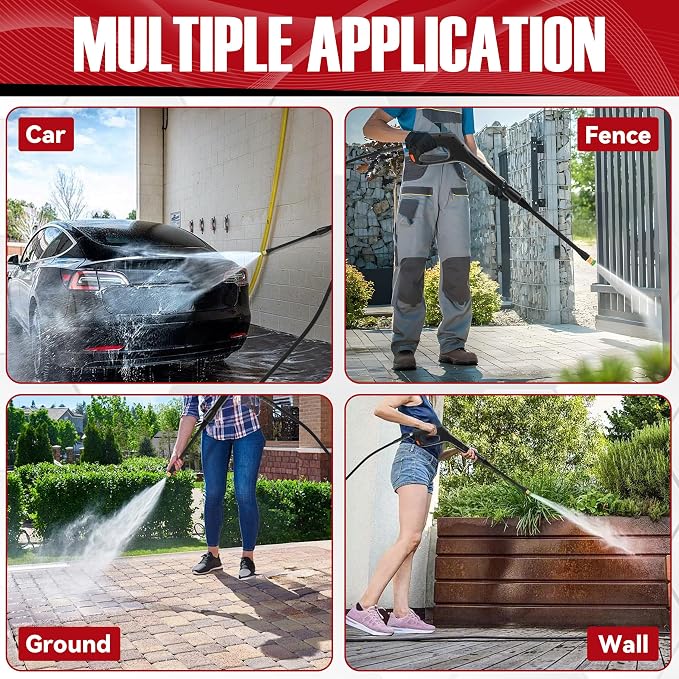 JOEJET Pressure Washer Spray Gun and Hose 32FT, Extension Wand and 5 Nozzle Tips, Compatible with Some Portland Husky Black Decker Ford Pulsar ShopForce Taskforce Powerwasher Power Washer