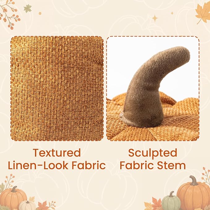 AELS Pumpkin Throw Pillows Set of 2, 14" & 10" Burnt Orange Fall Pillows | for Couch Sofa Bed Living Room Home Decor, Farmhouse Textured 3D Fall Halloween Thanksgiving Decorative Accent Pillows