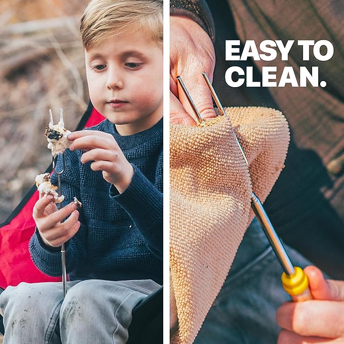Grill Guru Smores Sticks for Fire Pit - Accessories for Campfire Marshmallow Roasting Sticks Smores Kit Outdoor-Smore Skewers Hot Dog Fork For Outside, Camping Essentials Bonfire Gear Long 32" 15 Pack
