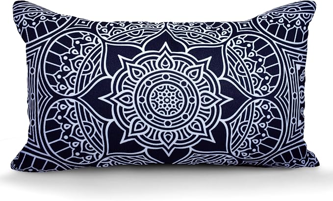 COZY TRENDS Decorative Indoor Outdoor Waterproof Throw Pillows with Inserts - Stylish Comfort for Your Patio Furniture, Garden Chairs, or Indoor Décor (12''X20'', Navy)