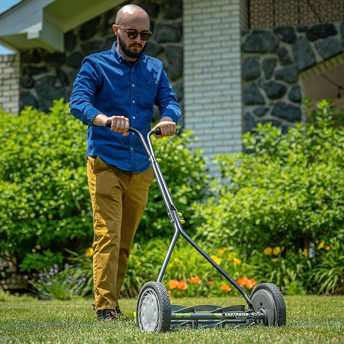 Earthwise 1715-16EW 16-Inch 7-Blade Push Reel Lawn Mower, Grey