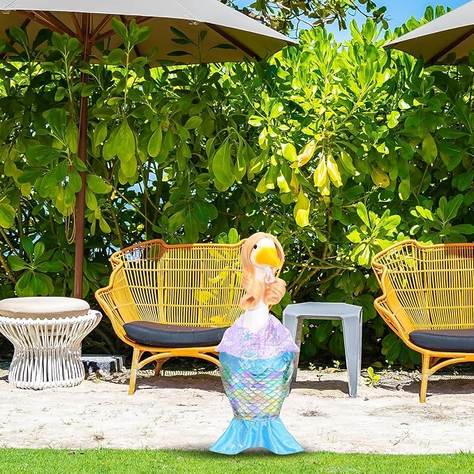 Mermaid Porch Goose Outfits Summer Goose Shiny Mermaid Dress & Wigs Princess Goose Clothes Fits 23'' Geese Statue for Holiday Birthday Outdoor Beach Yard Lawn Garden Decor