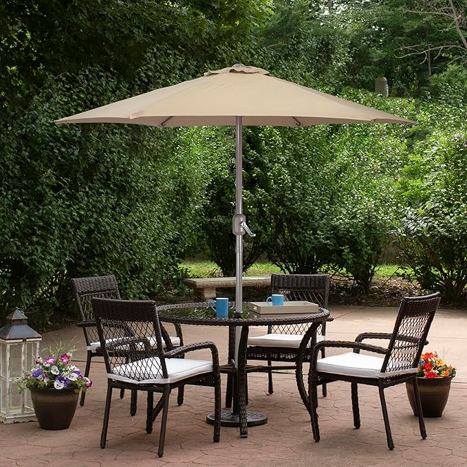 Northlight 7.5ft Outdoor Patio Market Umbrella with Hand Crank, Taupe