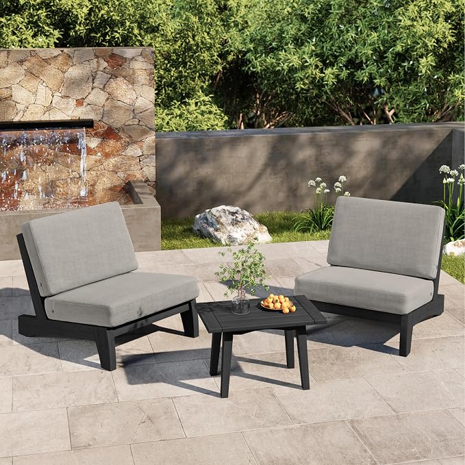 2 Piece Wood Patio Chair Outdoor Bistro Chairs, All Weather Outdoor Furniture Patio Chair Backyard Seating Group Conversation Sets - Light Camel/Dark