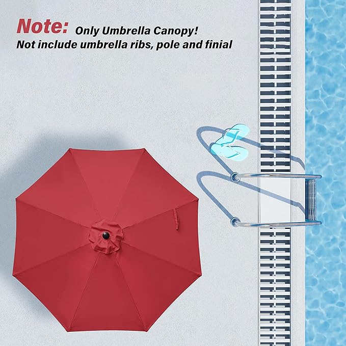 Simple Deluxe 9' Patio Umbrella Replacement Canopy for 8 Ribs, Table Market Yard Umbrella Replacement Top Cover (Canopy Only)