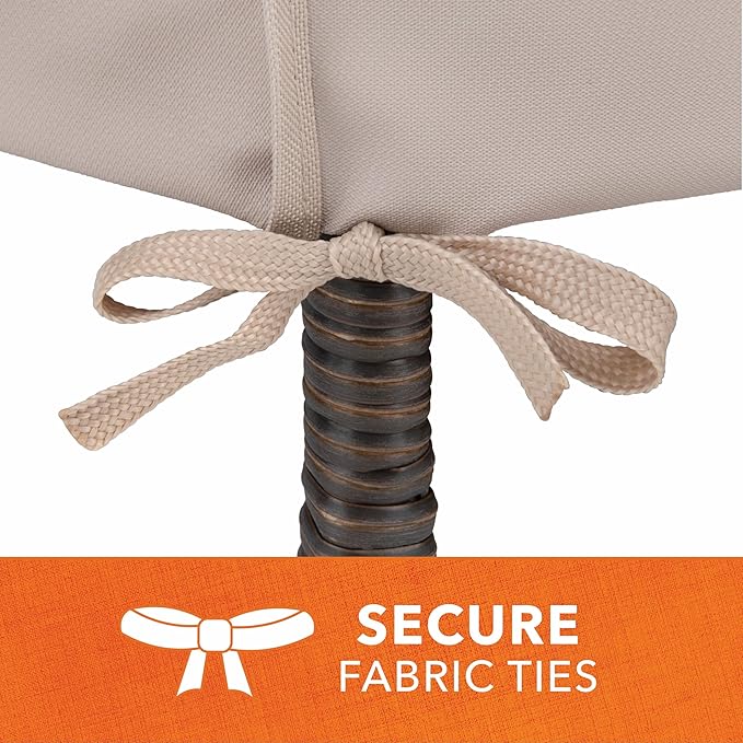 Modern Leisure Chalet Stackable/High Back Bar Chair Cover - Weather-Resistant Fabric - Outdoor Furniture Protection Perfect for Patio, Deck, and Porch - 27" L x 27" W x 49" H - Beige