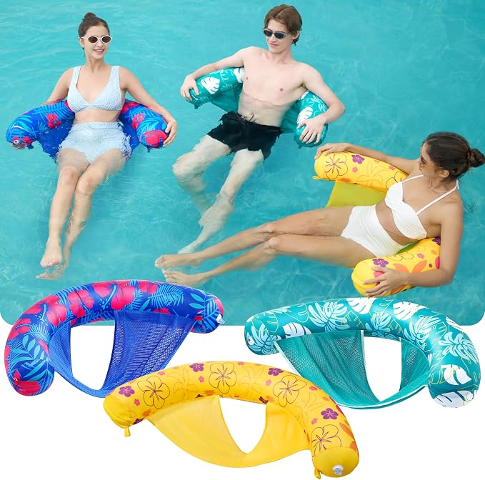 SLOOSH Inflatable Pool Noodle Chair, 3 Packs Pool Floats Noodle Sling Floatie, Swimming Party Floating Chair for Adult Party Summer Water Fun