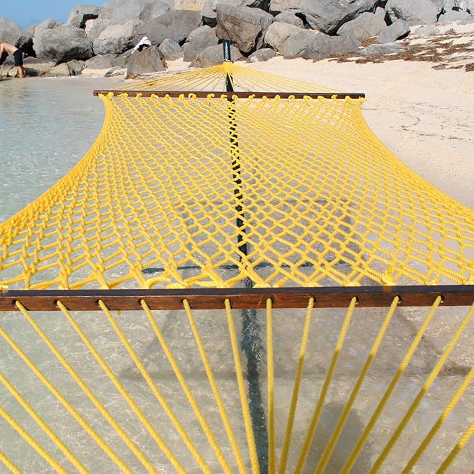 Caribbean Rope Hammock - 55 Inch - Soft-Spun Polyester (Yellow)