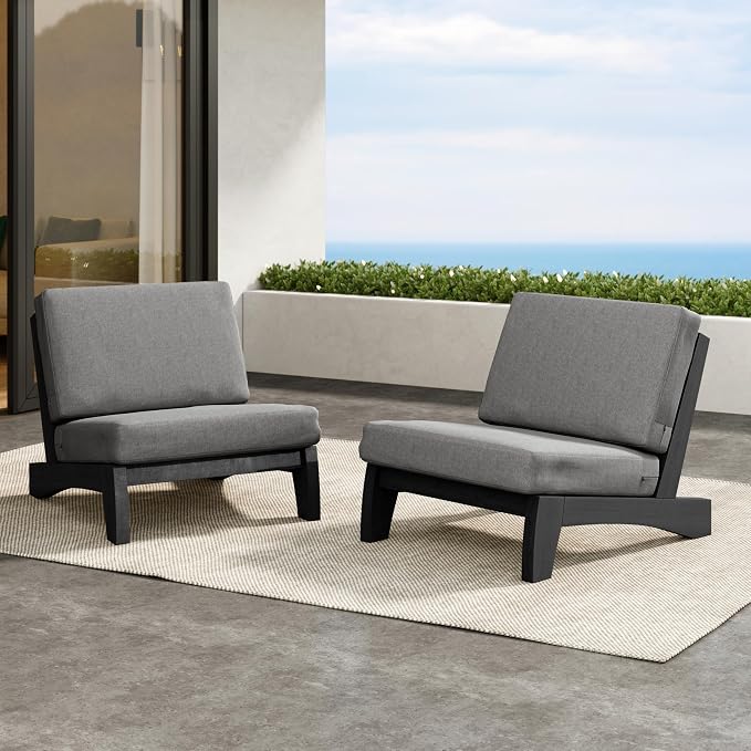 2 Pieces Patio Furniture Sets, All-Weather Outdoor Wood Bistro Set Patio Conversation Chiarsfor Balcony, Backyard