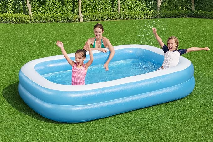 Bestway 54006 Family Rectangular Inflatable Pool, 262 x 175 x 51 cm, Blue/White