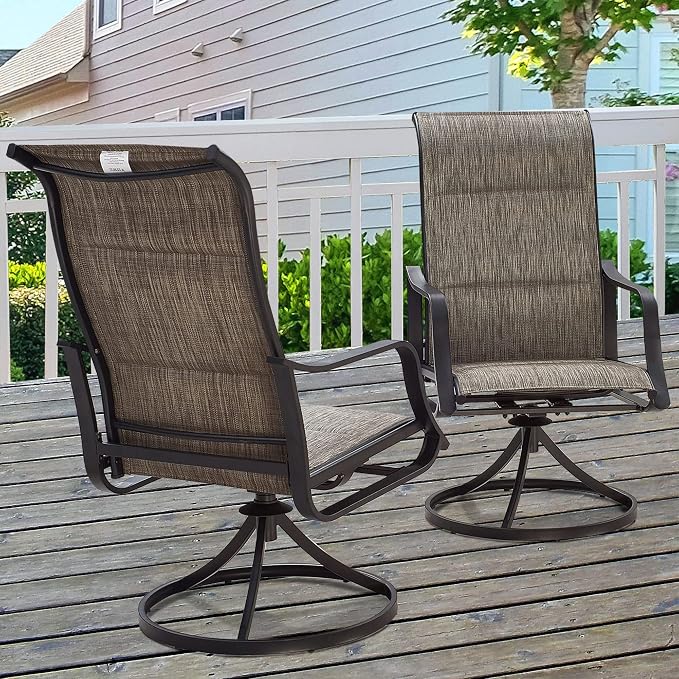 Patio Dining Set 5 Pieces Outdoor Furniture Sets Swivel Rocker Chairs Metal Round Table with All Weather Frame (5Pcs, Grey)