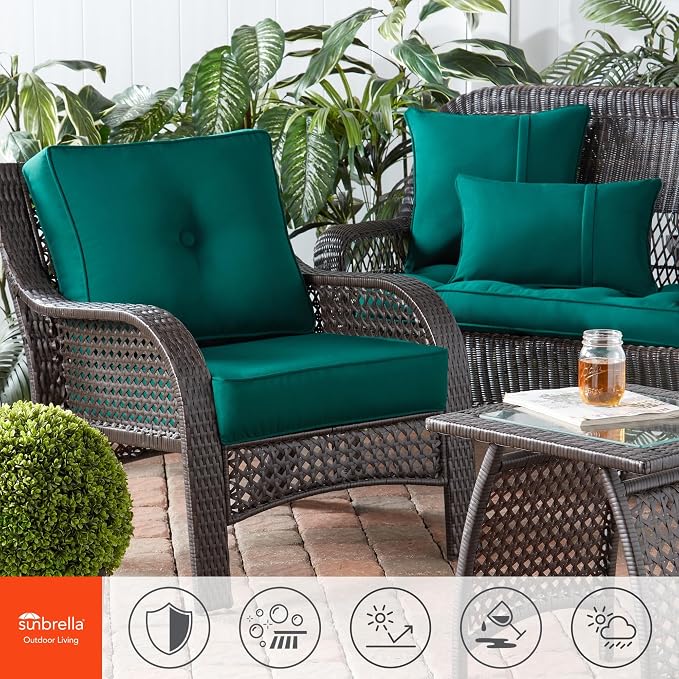 Sunbrella 21'' x 14'' Rectangle Outdoor Throw Pillow with Removable Cover (Set of 2), Canvas Forest