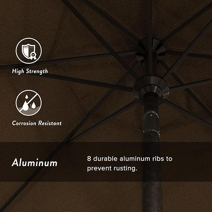 California Umbrella 7.5' Rd. Aluminum Patio Umbrella, Crank Lift, Collar Tilt, Bronze Pole