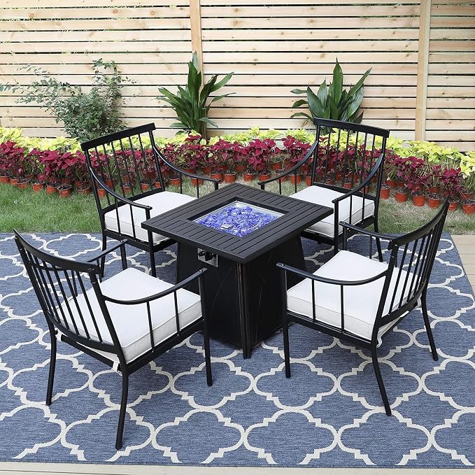 Sophia & William Patio Dining Set, Chairs, Black | Cushions, 300lbs Chair Capacity
